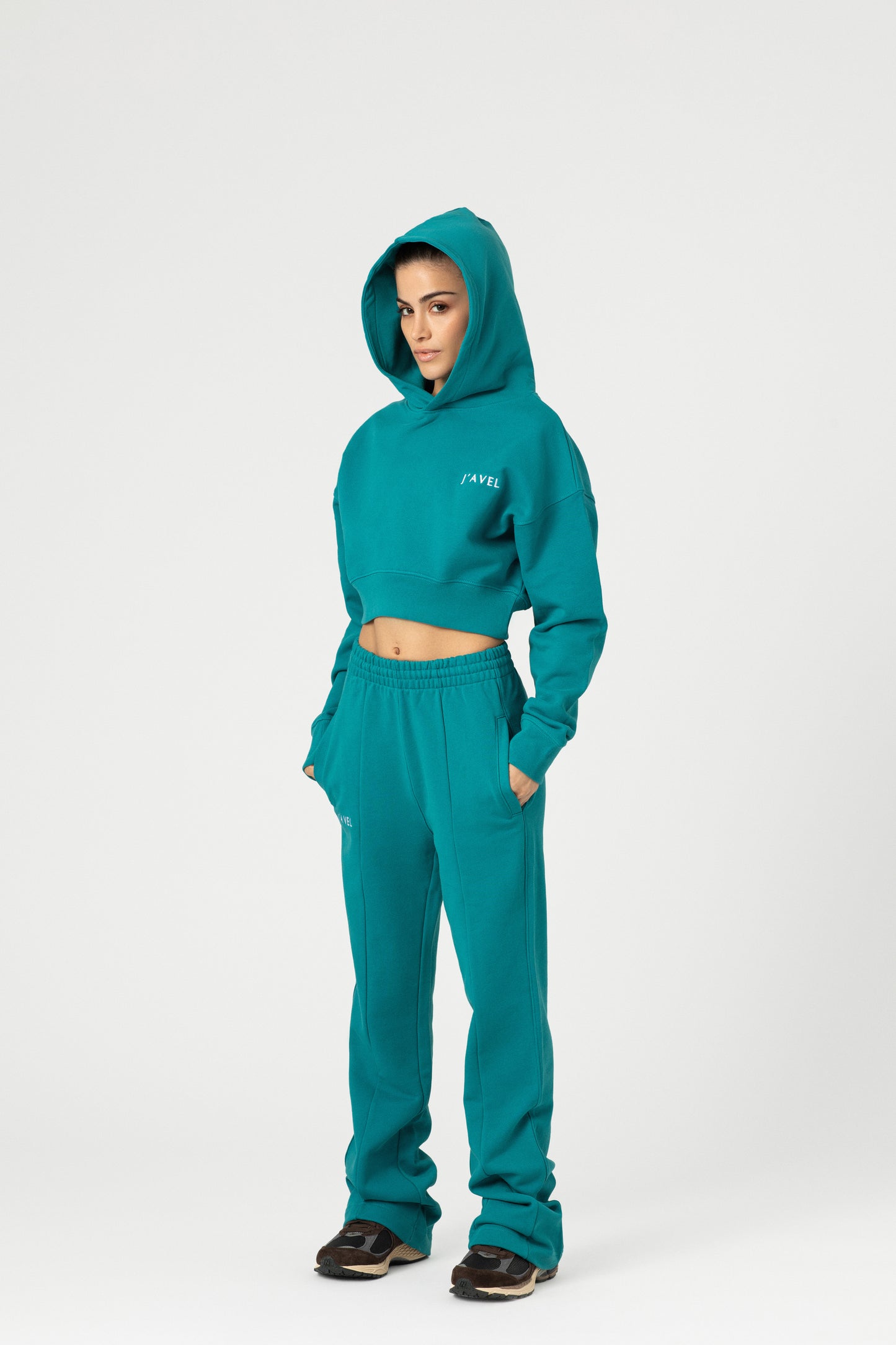 Oversized Ribbed Crop Hoodie