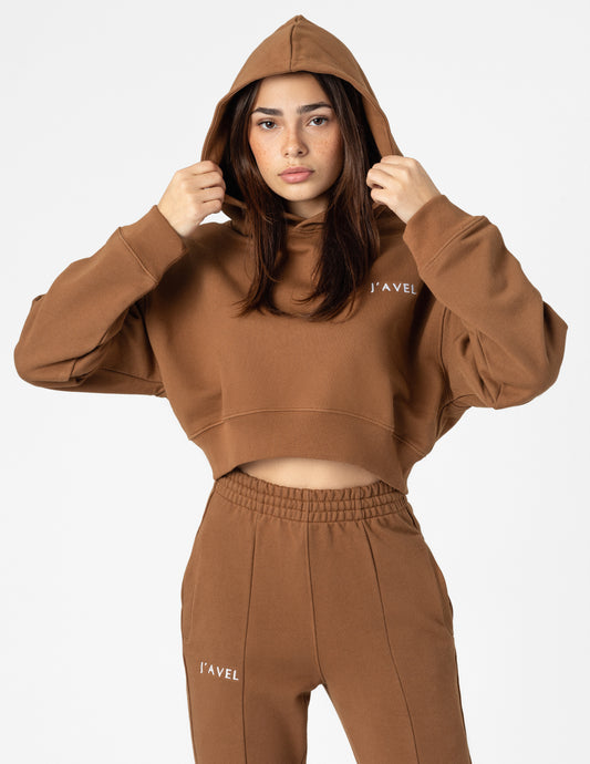 Oversized  Ribbed Crop Hoodie